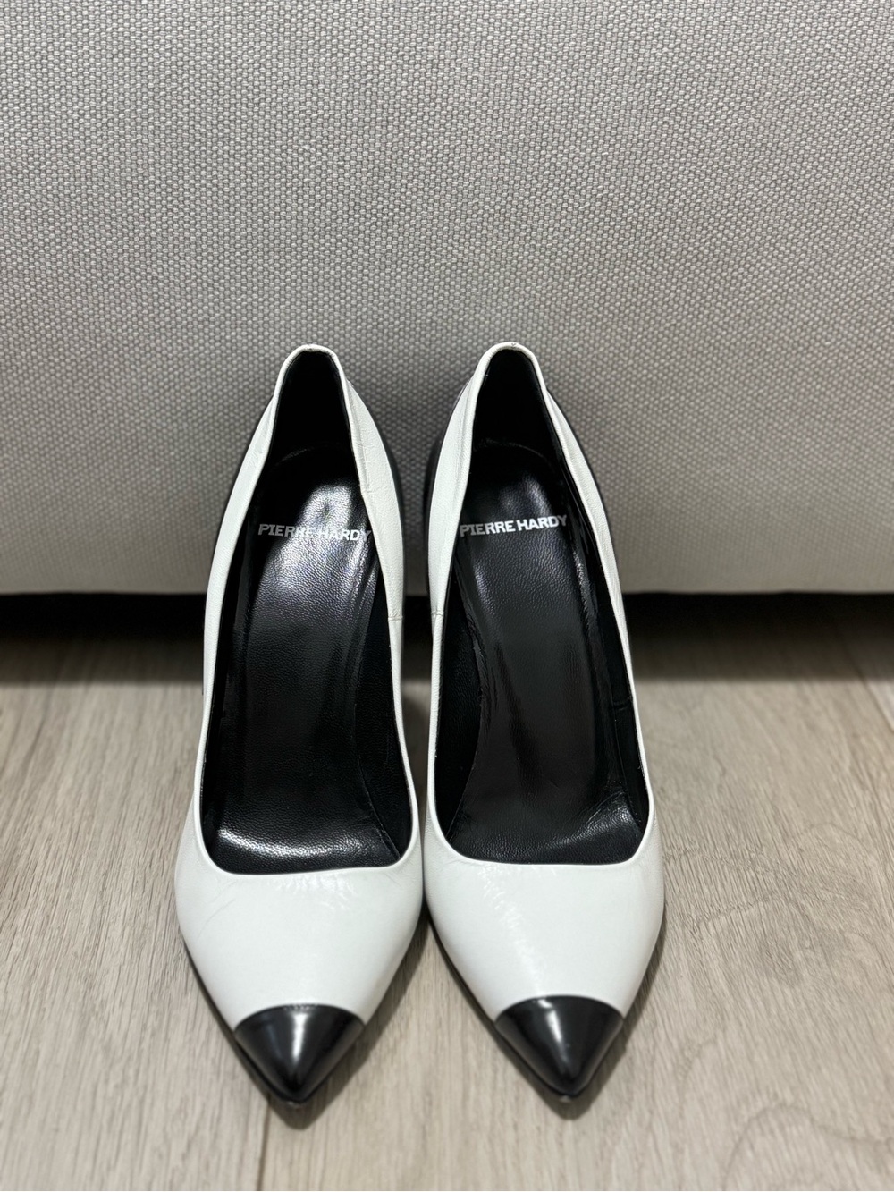 Pierre Hardy White Pumps with Black Cap Toe